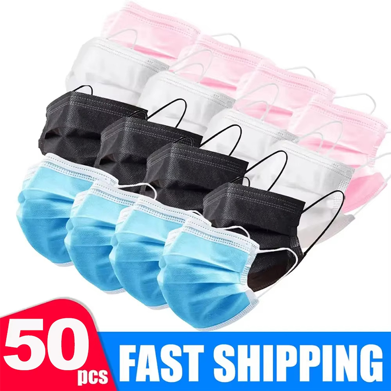 Disposable Mask Blue - 50Pcs Unisex 3-layer Mask Face Masks