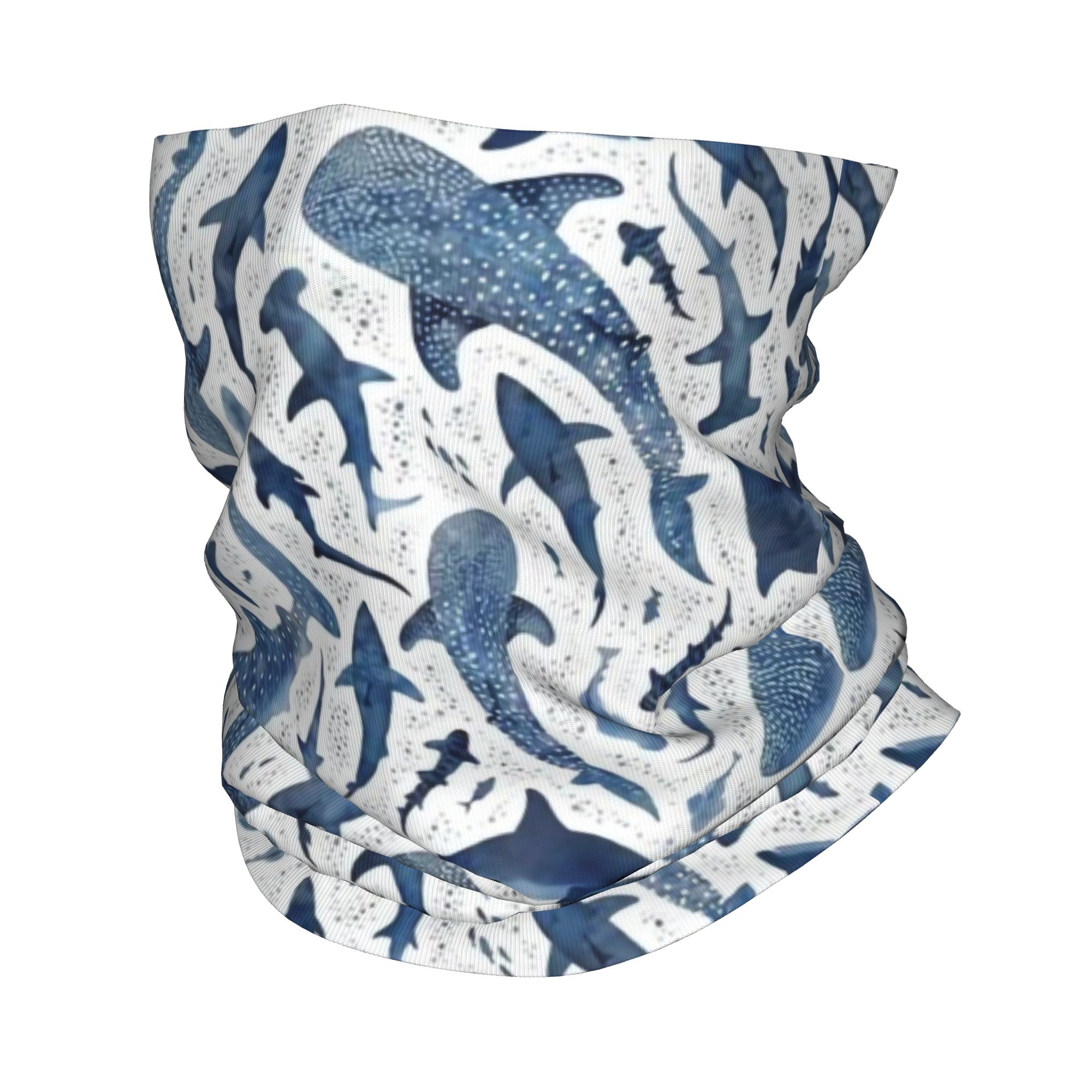 Neck Gaiter Face Cover - Custom Blue Watercolour Shark Bandana Neck