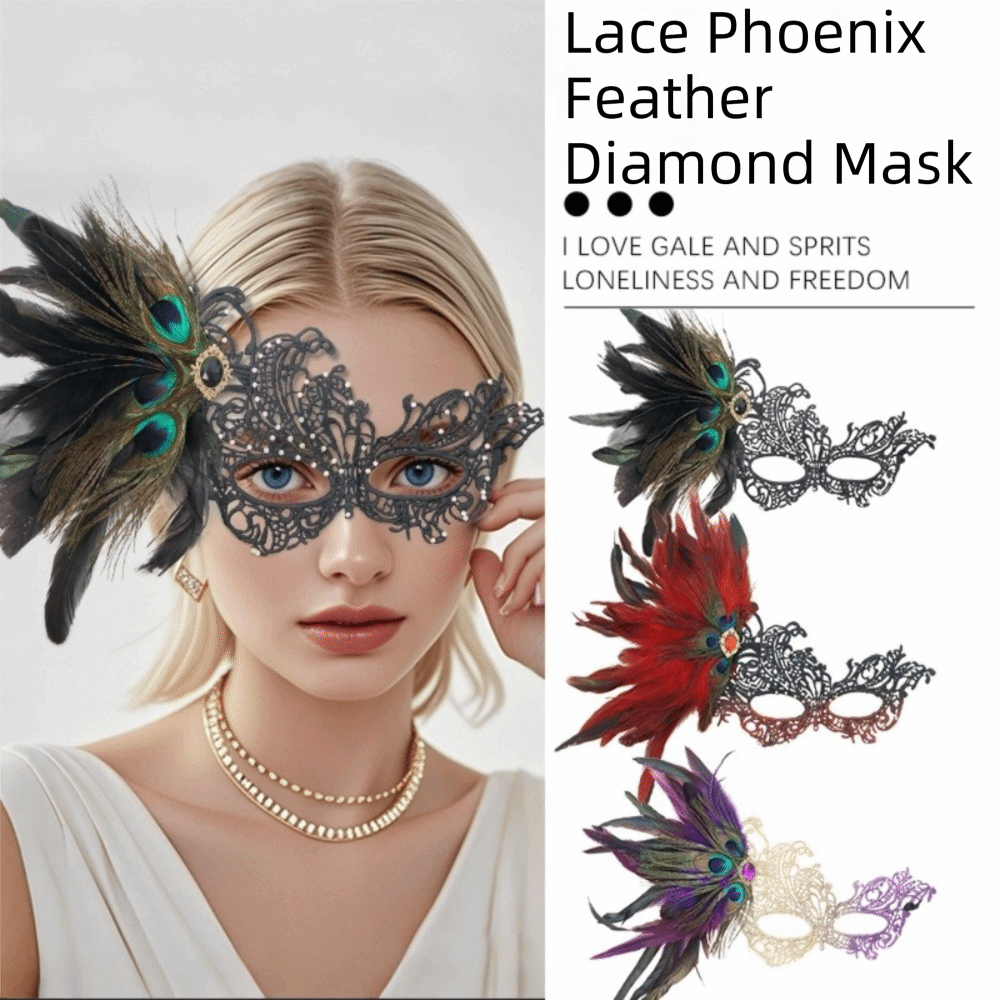 Respirator Half Face - Fancy Rhinestone Half-Face Lace Mask Multicolor