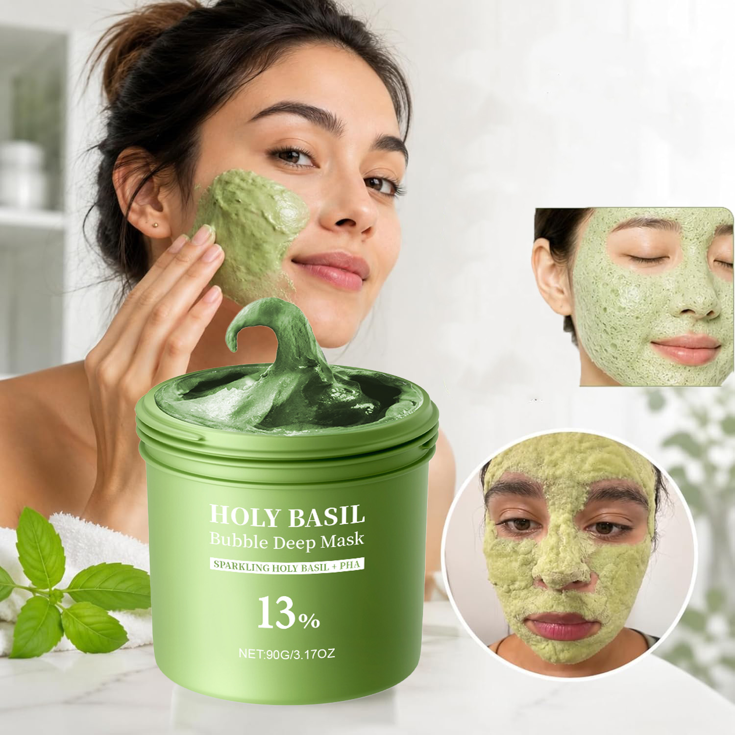 Dust Mask Construction - Holy Basil Bubble Deep Mask Clay-to-Foam