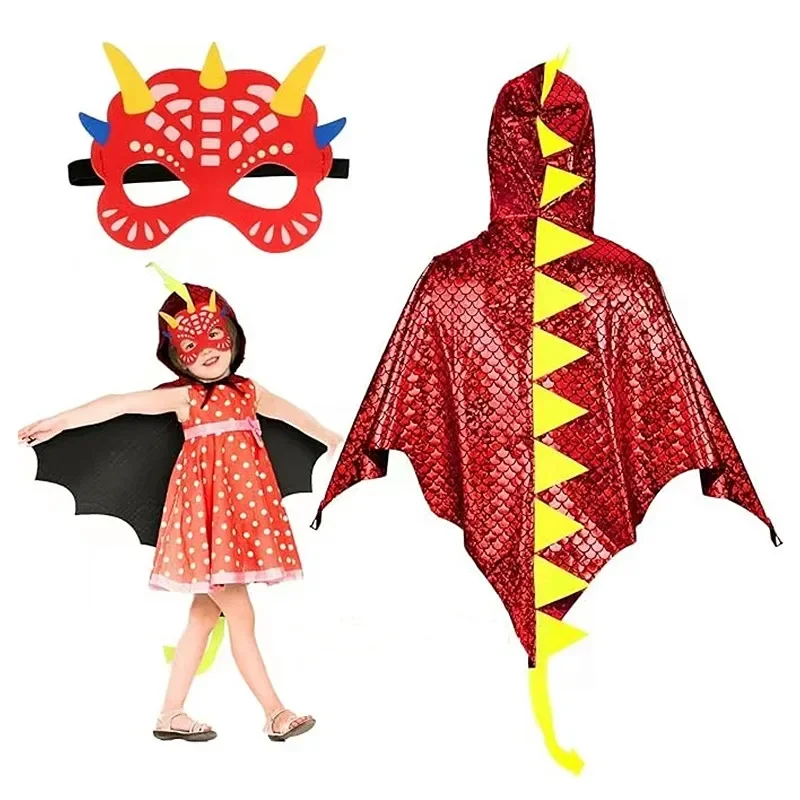 Child Green Dinosaur Cloak wit - đánh giá và giá Kids Face Mask