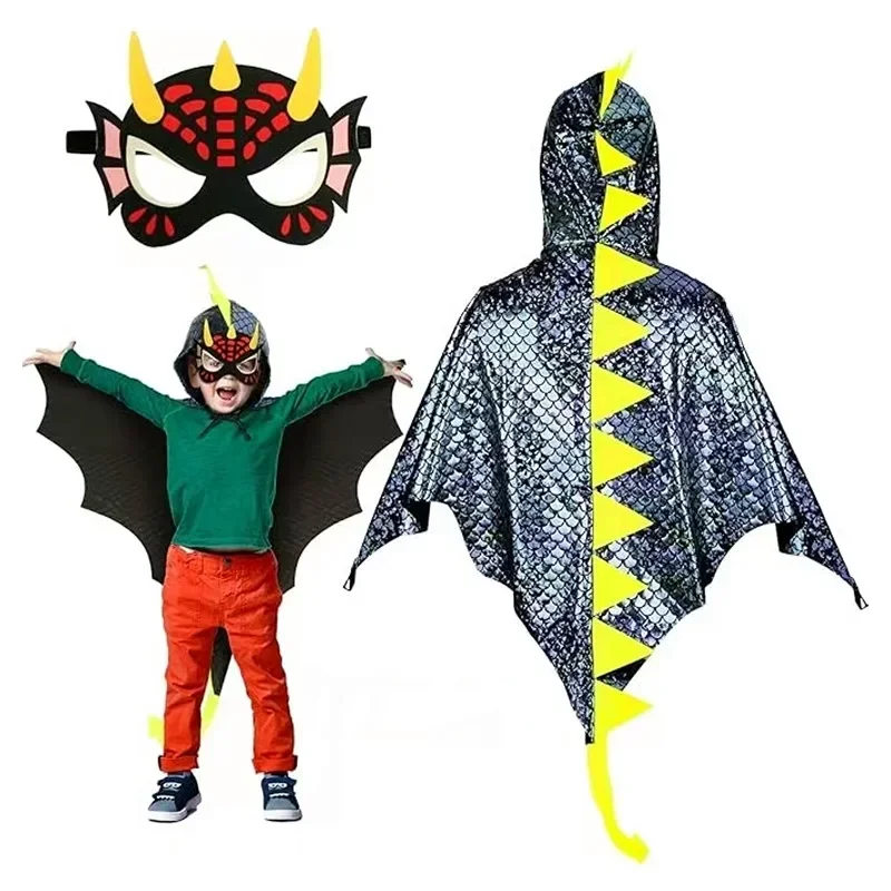 Child Green Dinosaur Cloak wit - đánh giá và giá Kids Face Mask